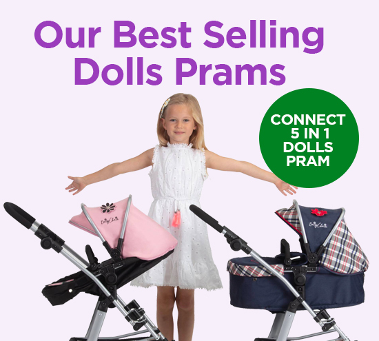 graphic showing the play like mum best selling dolls prams