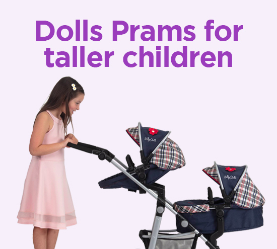 graphic showing dolls prams for taller children