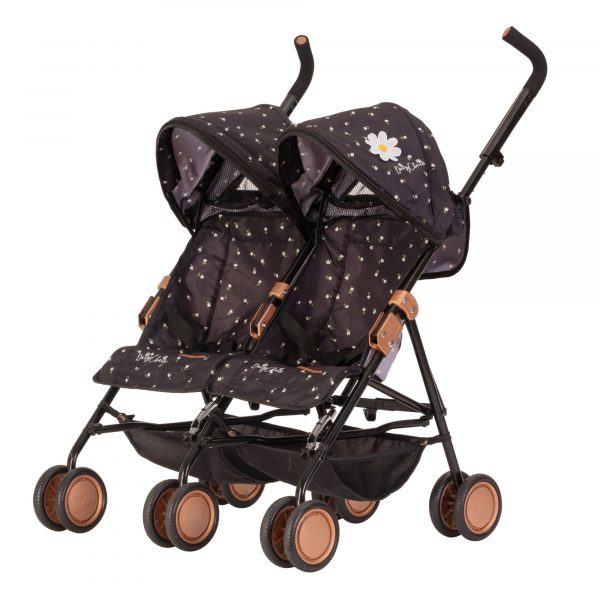 image shows the daisy chain zipp twin max dolls pushchair from the side