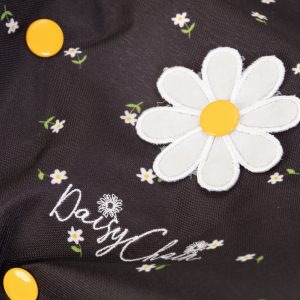 close up image of the daisy chain unity 4 in 1 dolls high chair/car seat in limited edition twighlight colourway showing the daisy chain logo