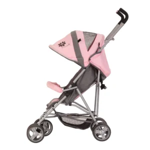 Daisy Chain Zipp Zenith Dolls Pushchair. A Beautiful Classic Pink fabric with silver trim detail on a Zipp Zenith Pushchair. The pushchair features a bumper bar that can be raised up and down to make it easy to get your doll in and out of the pushchair. It has a reclining seat, and the hood can be extended to shield from the sun. The hood also has a mesh window so you can see your interactive doll while pushing. The pushchair is equipped with swivel wheels and soft-grip color-coordinated handles. It includes a handy shopping basket for on-the-go storage. The pushchair folds flat for easy packing and storage. It is the tallest dolls pushchair for children, with an adjustable handle height ranging from 89 to 95cm.