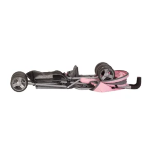 Daisy Chain Zipp Zenith Dolls Pushchair in Classic Pink fabric. Shown folded up for storage.