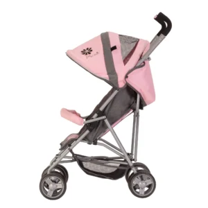 Daisy Chain Zipp Zenith Dolls Pushchair in Classic Pink. A Beautiful Classic Pink fabric with silver trim detail on a Zipp Zenith Pushchair. The pushchair features a bumper bar that can be raised up and down to make it easy to get your doll in and out of the pushchair. It has a reclining seat, and the hood can be extended to shield from the sun. The hood also has a mesh window so you can see your doll while pushing. The pushchair is equipped with swivel wheels and soft-grip black colour-coordinated handles. It includes a handy shopping basket in black. The pushchair folds flat for easy packing and storage. It is the tallest dolls pushchair for children, with an adjustable handle height ranging from 89 to 95cm.