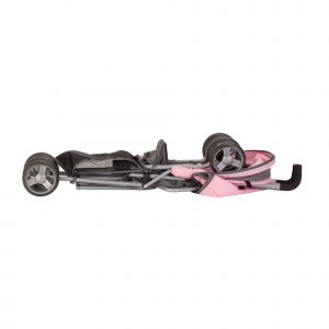 image shows the daisy chain zipp zenith dolls pushchair in classic pink in a folded flat position