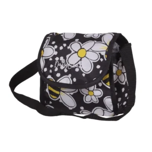 Daisy Chain shoulder bag in bumblebee fabric with black shoulder strap