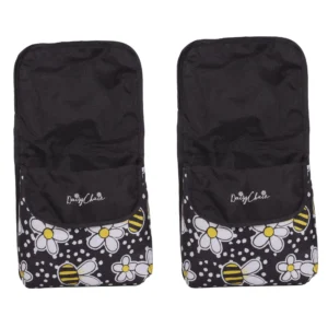 Daisy Chain cosytoe with black inner fabric and bumblebee outer fabric.. Two shown.