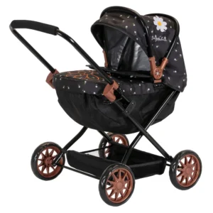 Daisy Chain Pocket Pram in Limited Edition Twilight - For ages 18 months - 3 years. Black frame with rose gold accents, black cot and limited edition twilight hood.
